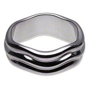 Art Deco New Wave Gunmetal Gray Wavy Acrylic Bangle Bracelet